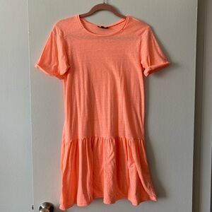 Topshop Bright Orange / Coral Short Sleeve Casual Mini Dress | 4